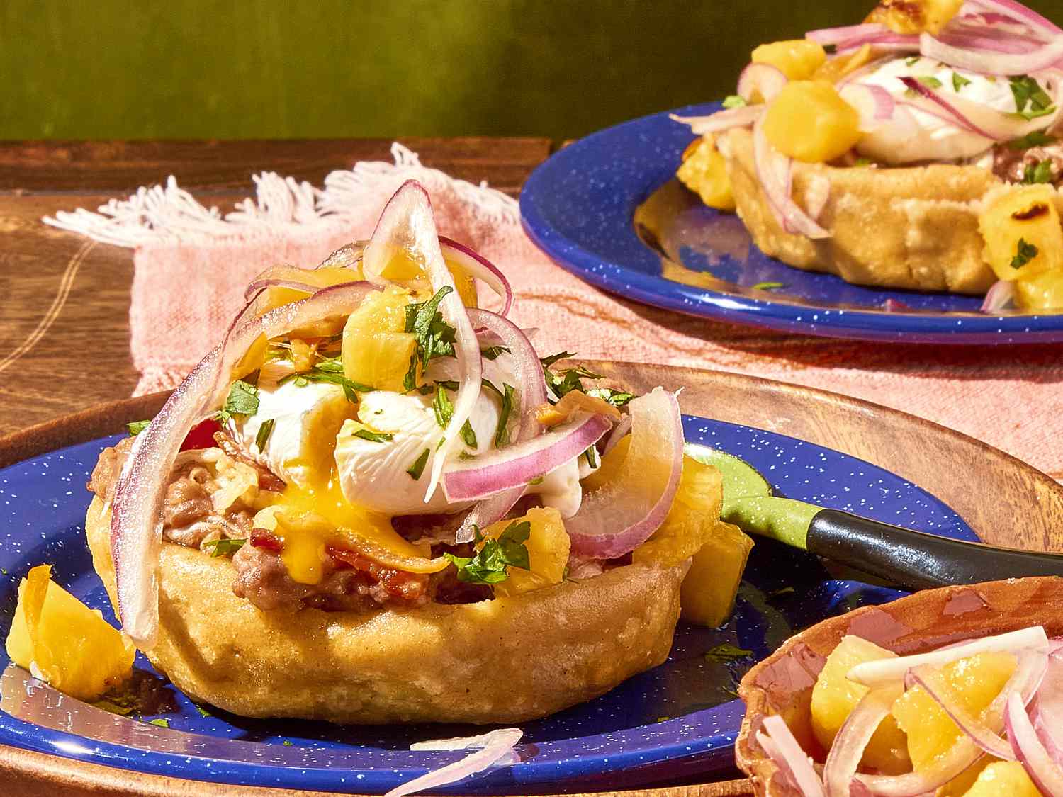 Breakfast Sopes with Refried Beans, Queso Fundido, Poached Eggs, and Salsa Recipe