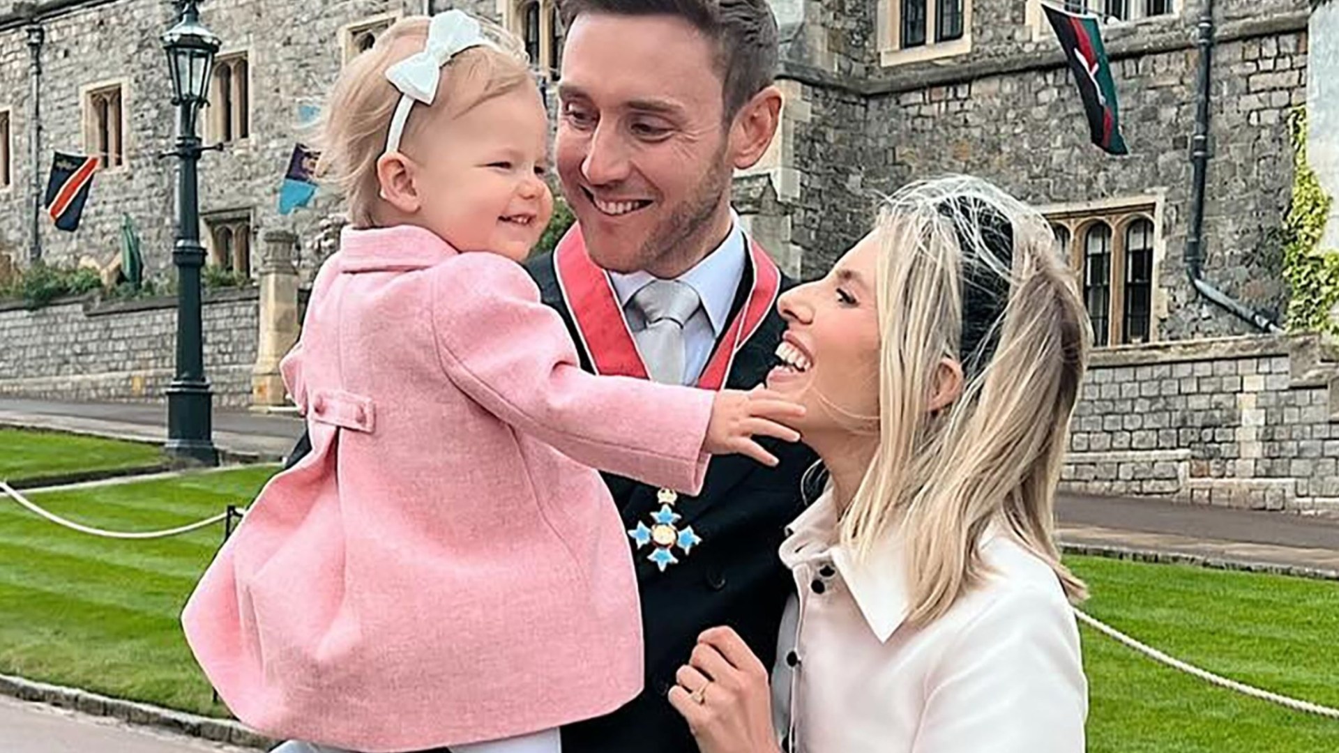 Cricket star Stuart Broad and family celebrate his CBE at Windsor Castle