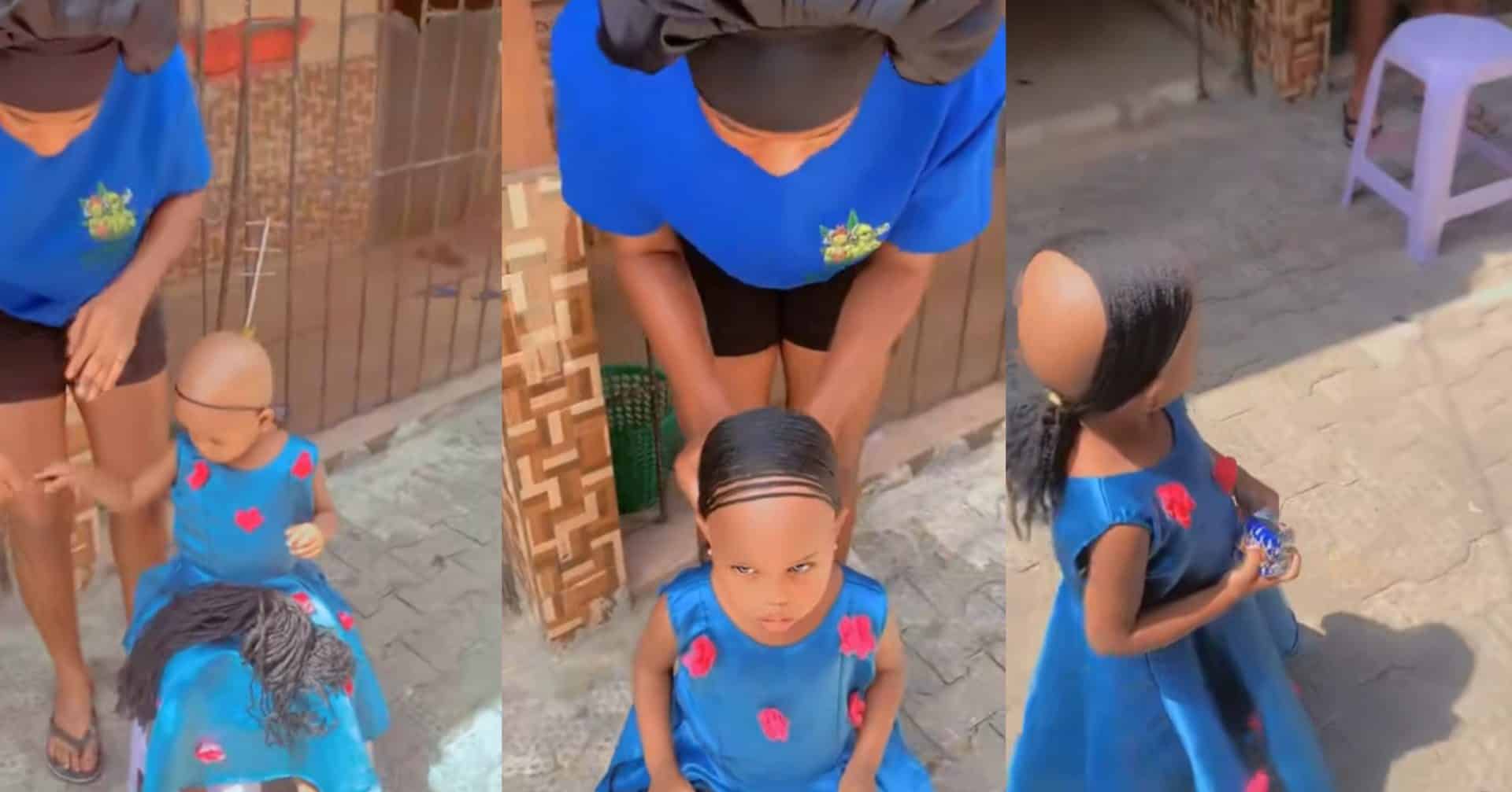 Lady flaunts the luxurious hairstyle she made for her ex-boyfriend’s daughter