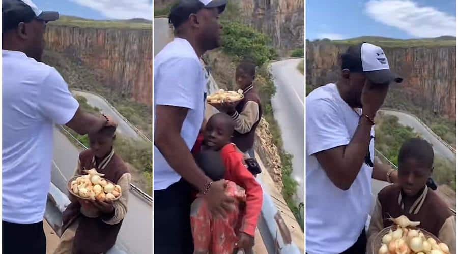 Moment Of Compassion As Man Breaks Down In Tears After Seeing Children Hawking On Lonely Road – TheNGblog