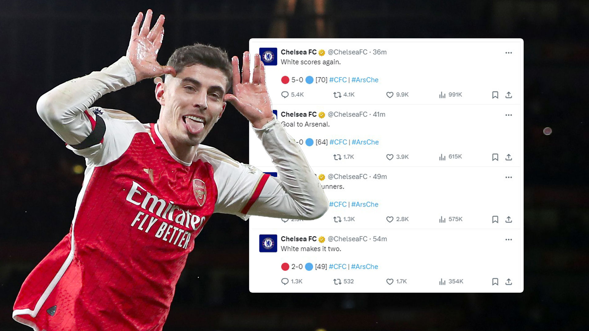 Petty Chelsea refuse to NAME Havertz on Twitter as ex-Blues star returns to haunt old side with two goals for Arsenal