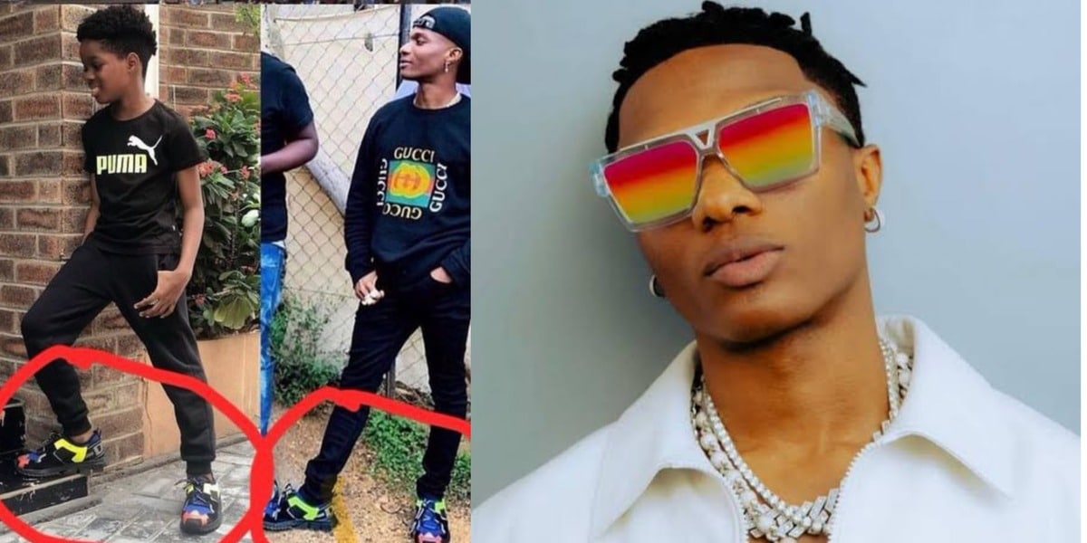 Photo of Wizkid and son sharing same shoes goes viral