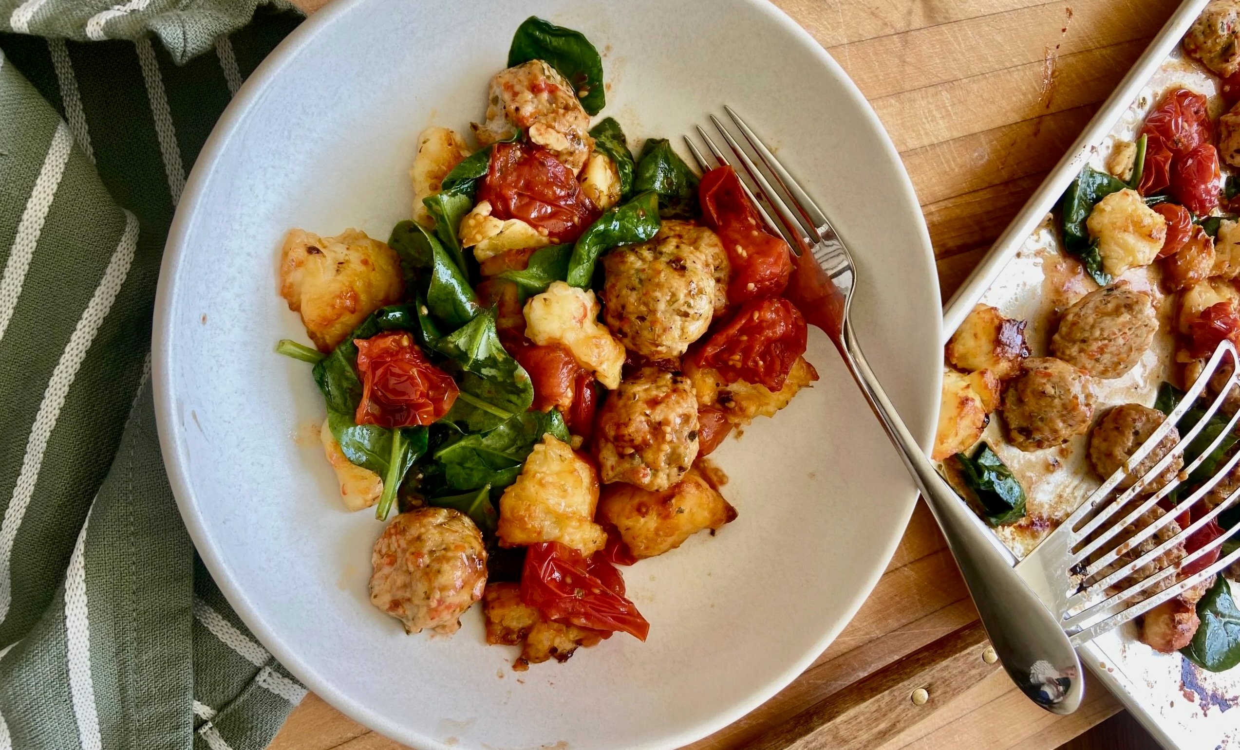 Sausage Meatballs with Halloumi and Tomatoes