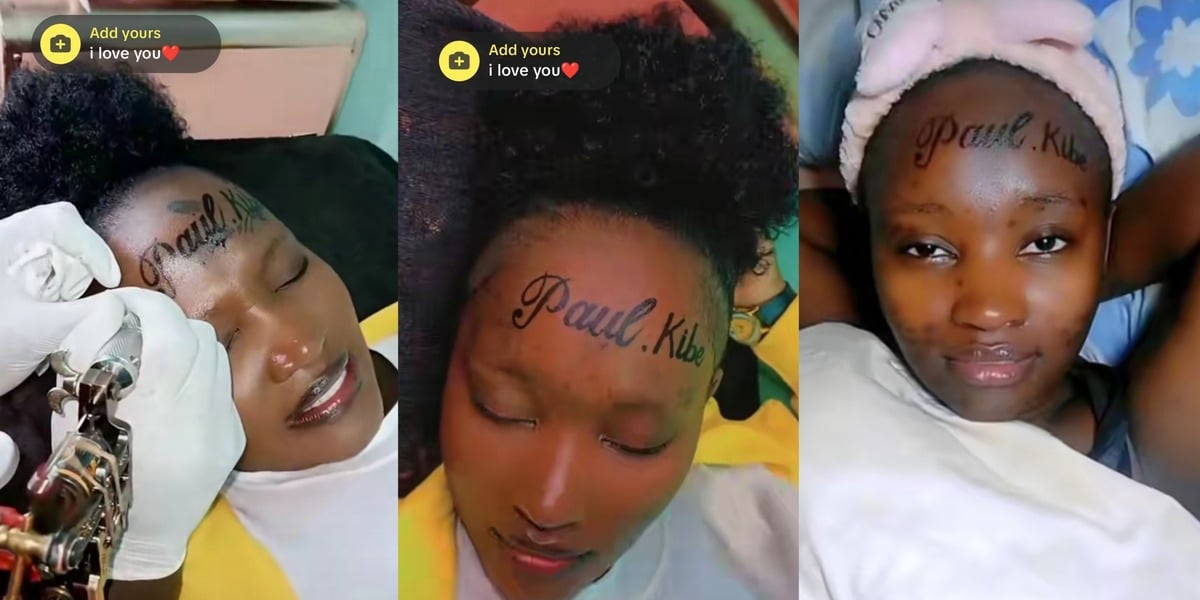 Woman tattoos boyfriend’s name, Paul Kibe on forehead