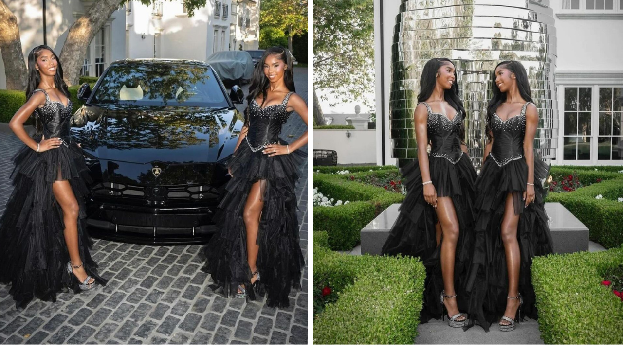 Jessie and D’Lila Combs Attended Prom in Custom Black Kellie Ford Embellished Gowns – Fashion Bomb Daily