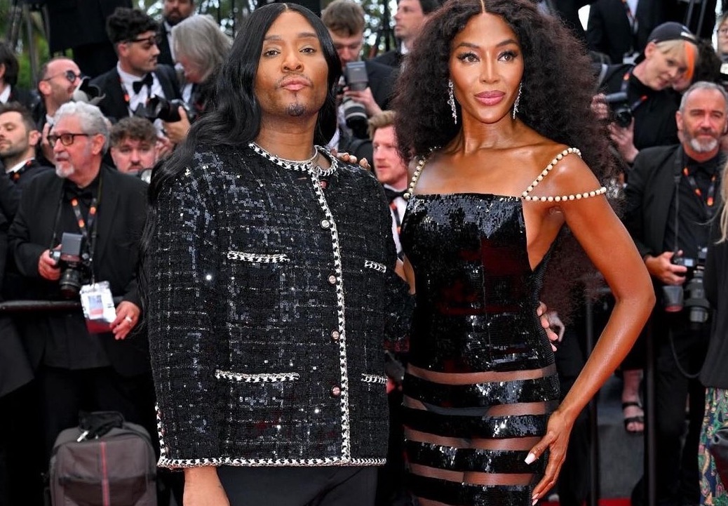 Naomi Campbell and Law Roach Attend The Cannes Film Festival in Chanel Spring 1997 Couture Black Looks – Fashion Bomb Daily