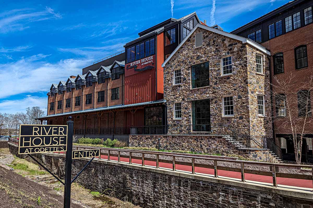 The front exterior of The River House at Odette's In New Hope PA