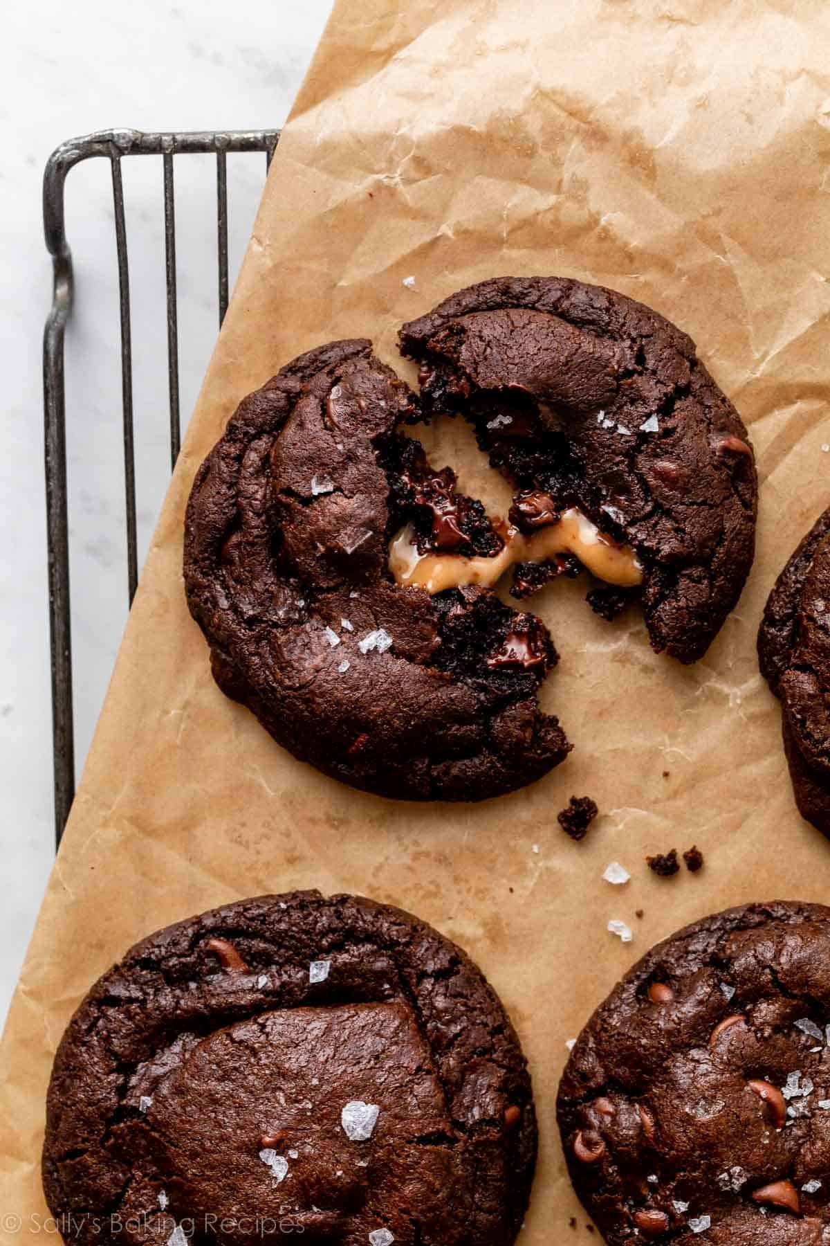 Salted Caramel Dark Chocolate Cookies