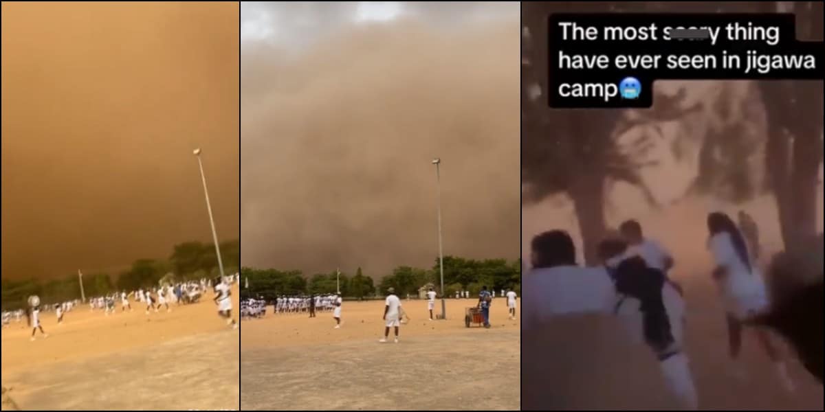 Scary moment heavy sandstorm pays corpers a visit in camp