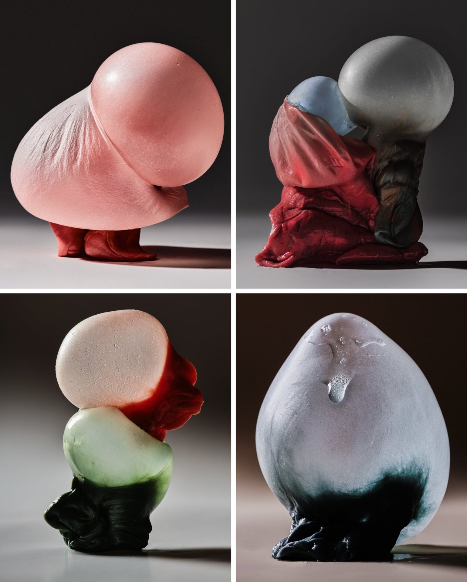 a collection of four blown bubblegum photos