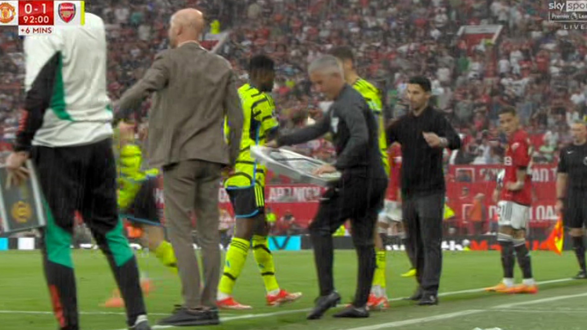 Ten Hag suffers wardrobe malfunction as fans say he ‘needs sacking for that suit’ and Gary Neville points out blunder