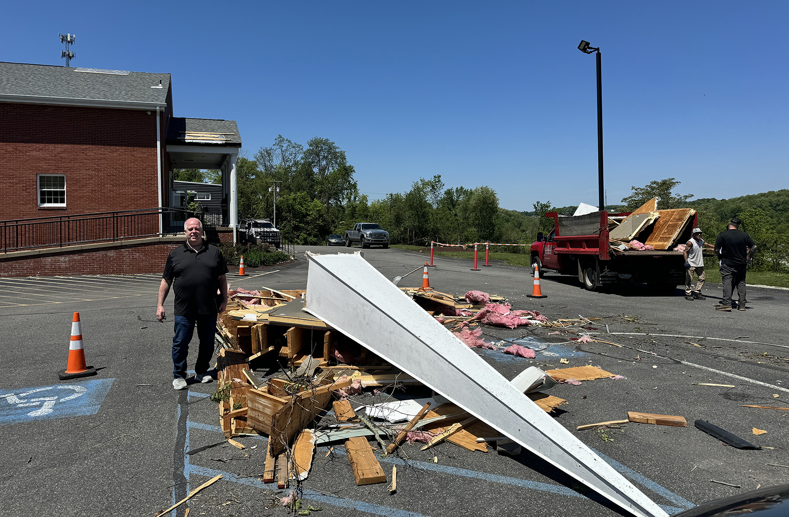Tornado rips steeple off Pennsylvania church during worship service