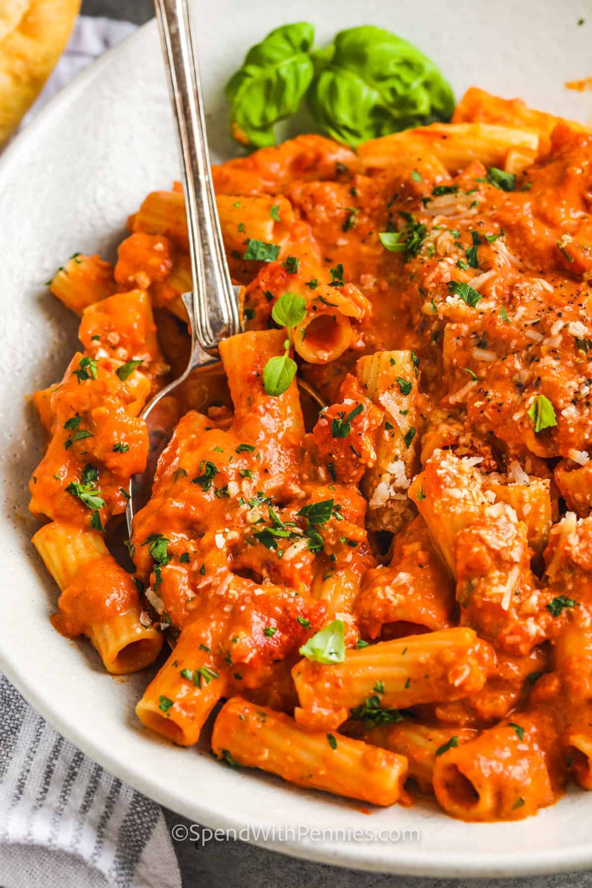 Easy Vodka Sauce on pasta