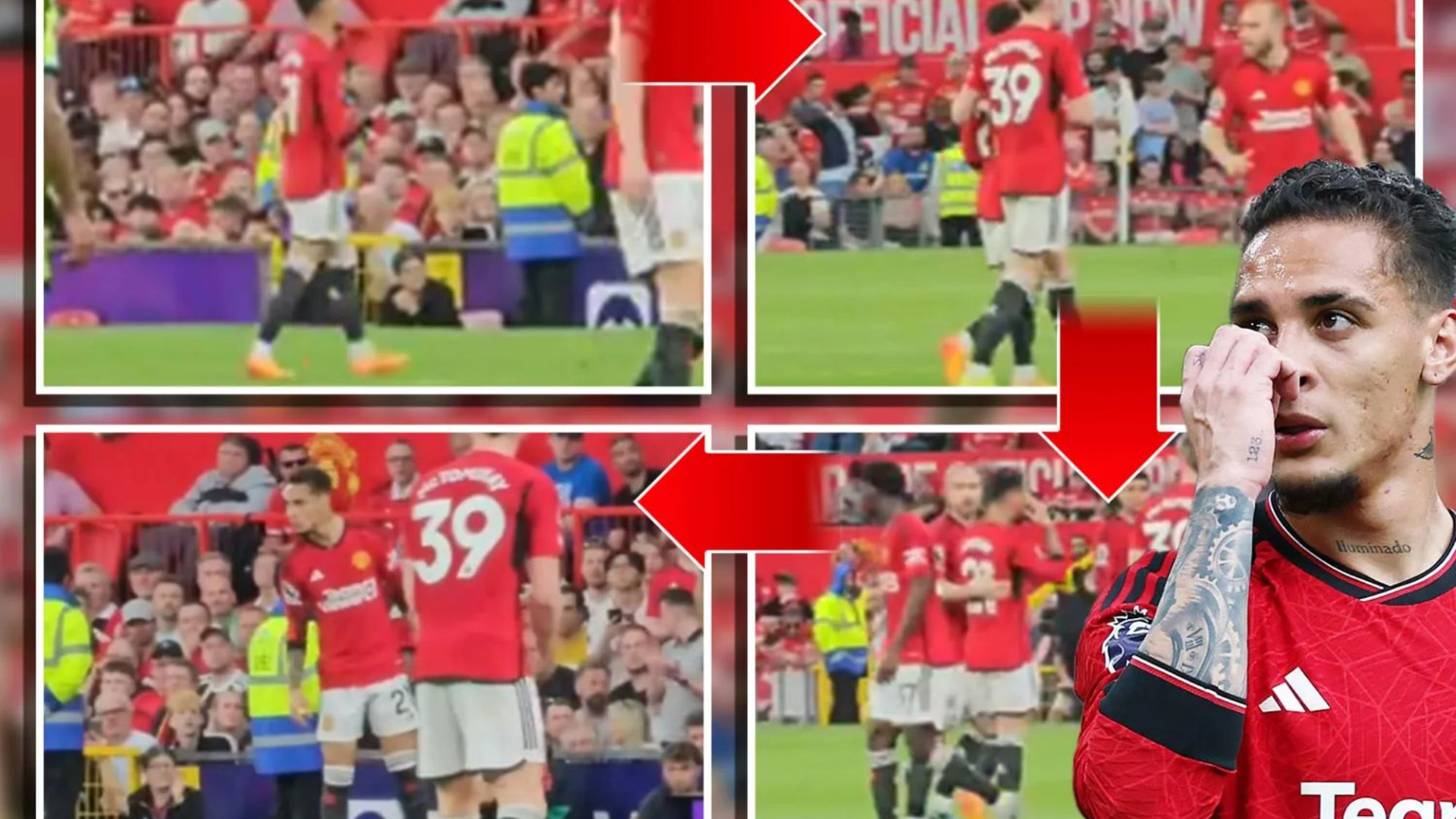 Watch Antony’s reaction as footage of Man Utd star being moved to left-back vs Arsenal emerges after Liverpool meltdown