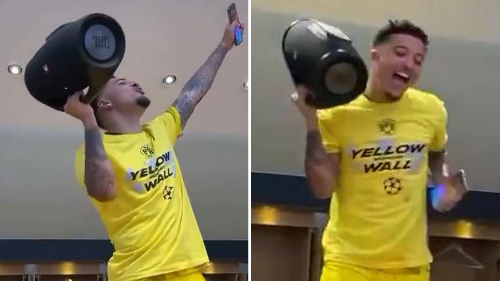 Watch Jadon Sancho belt out Adele as he leads Dortmund’s Champions League dressing room celebrations