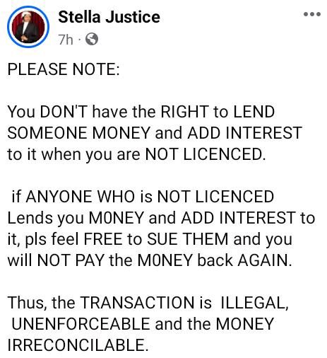 You Don’t Have The Right To Lend Someone Money And Add Interest To It When You Are Not Licensed – Nigerian Lawyer Says – TheNGblog