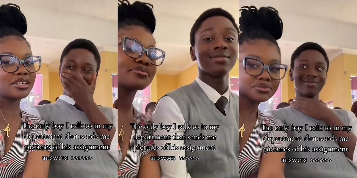 Young girl flaunts coursemate who helps with her assignments