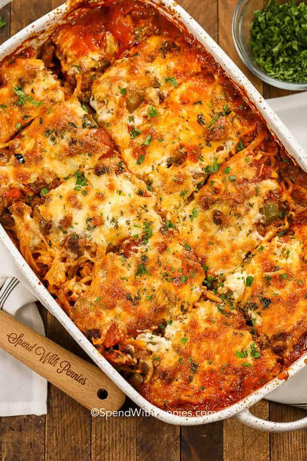 Baked Spaghetti Casserole- Spend With Pennies