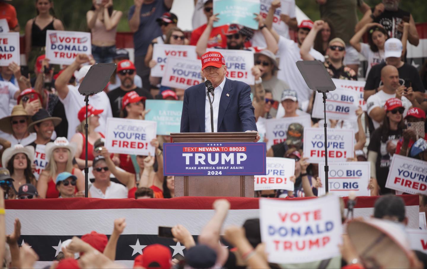 Former President Donald Trump attends a rally June 9, 2024 in Las Vegas,