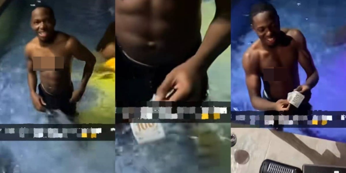 Nigerian big boy finds $1K he forgot in his pocket while swimming