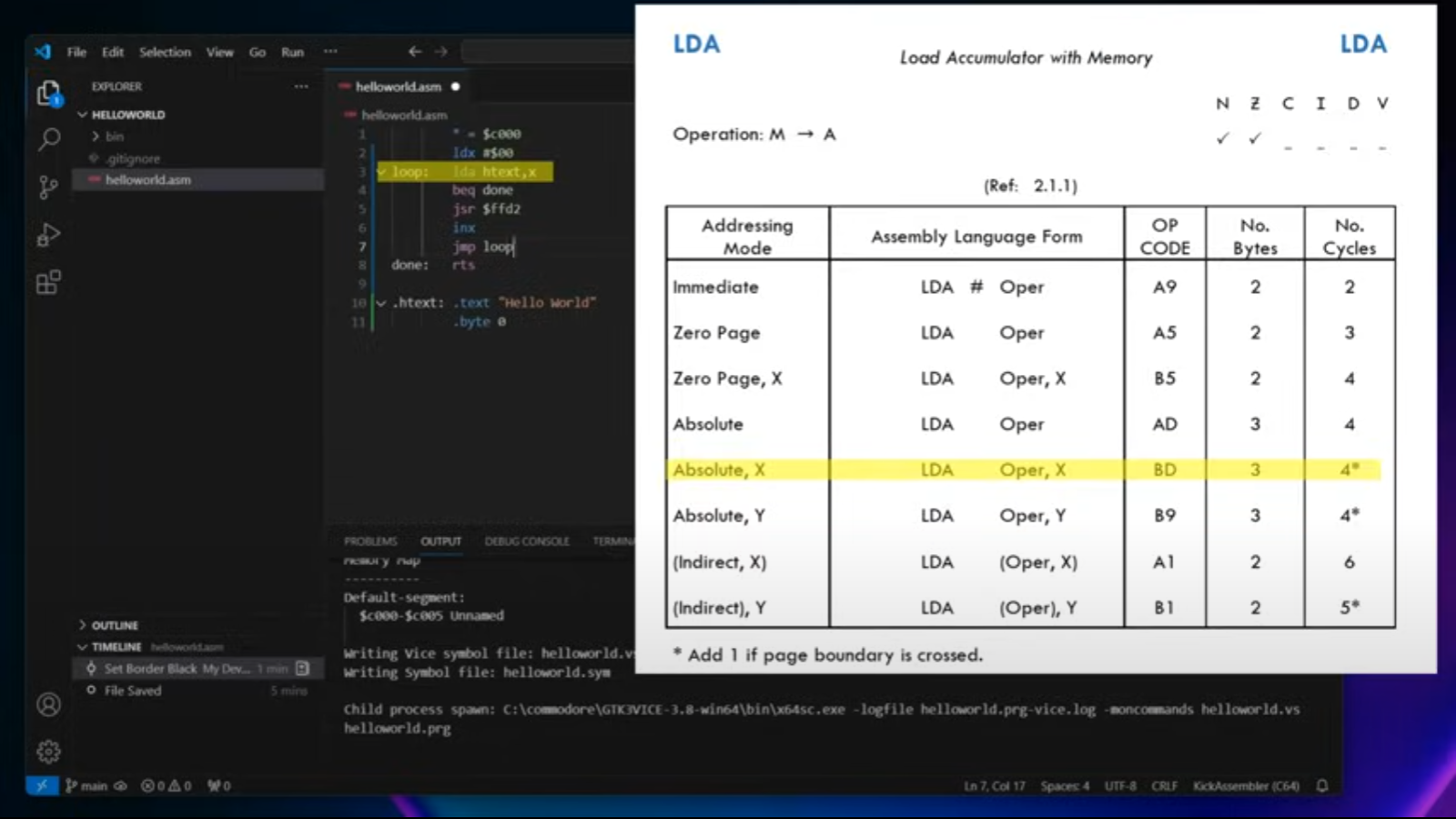 Using Kick Assembler And VS Code To Write C64 Assembler