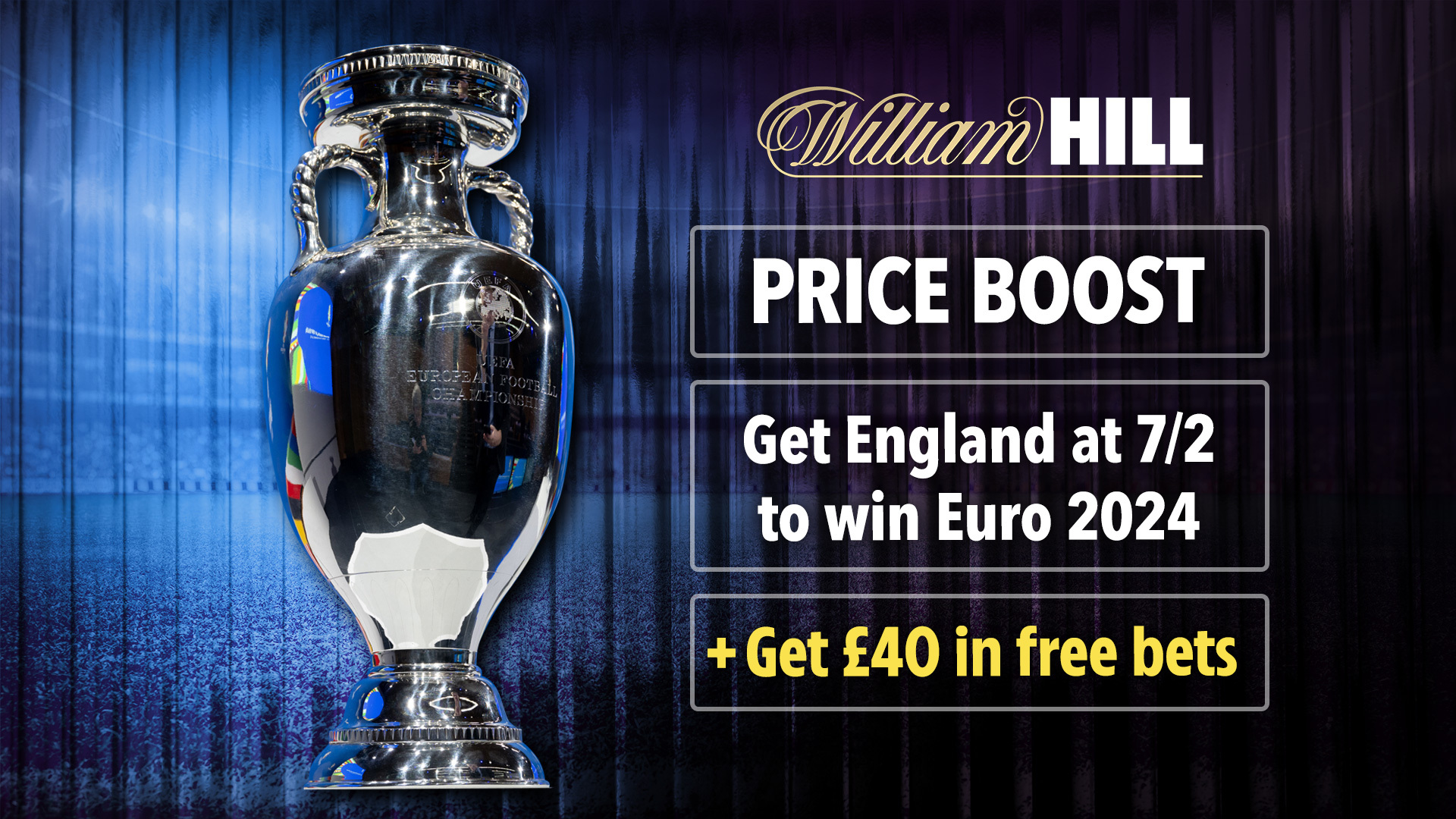 William Hill offering huge price boost on England to win Euro 2024, plus get £40 in free bets