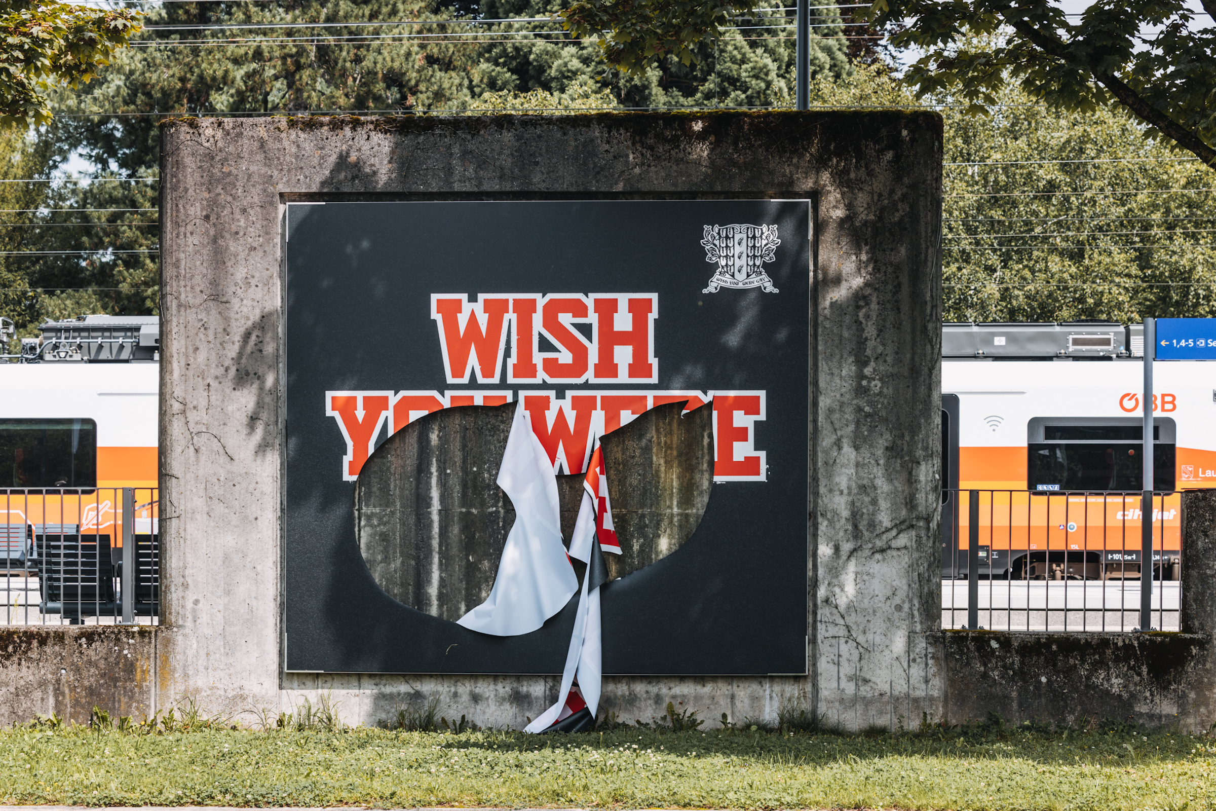 Anne Imhof’s “Wish You Were Gay” Banners Vandalized in Austria