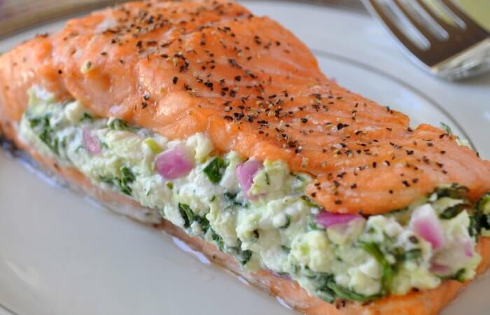 Spinach And Feta Stuffed Salmon Recipe