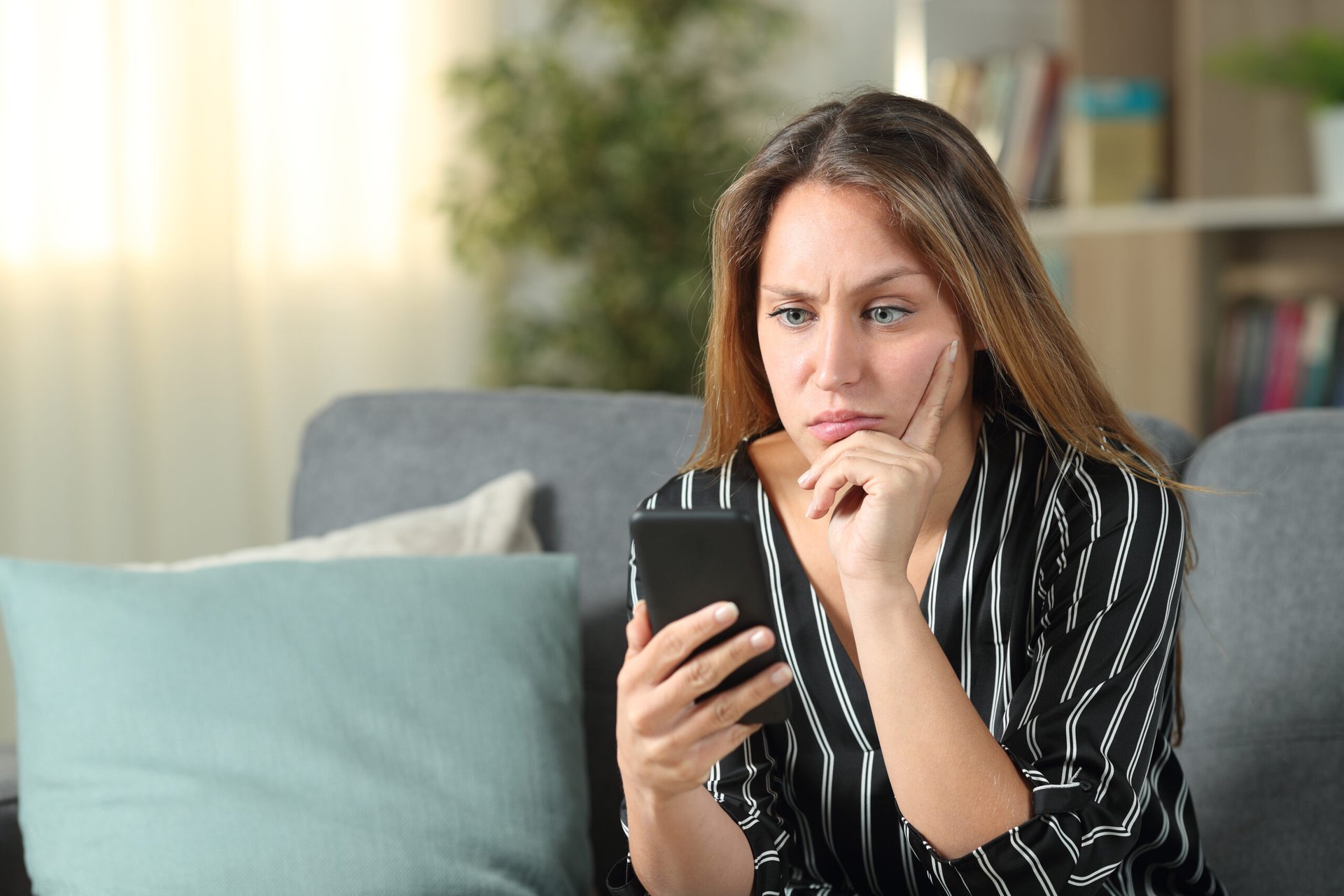 Unhappy homeowner checking her home's value