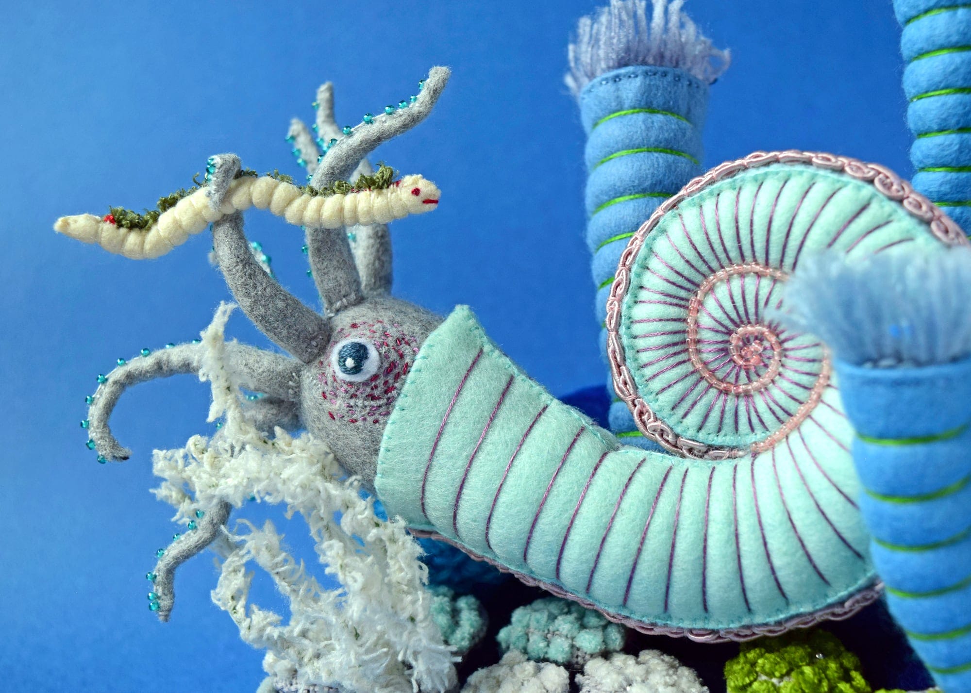 Hiné Mizushima Felts Whimsical Sea Creatures Adorned with Beads and Crocheted Detail — Colossal