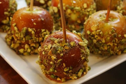 Homemade Caramel Apples with Pumpkin Seeds & Pistachio Nuts