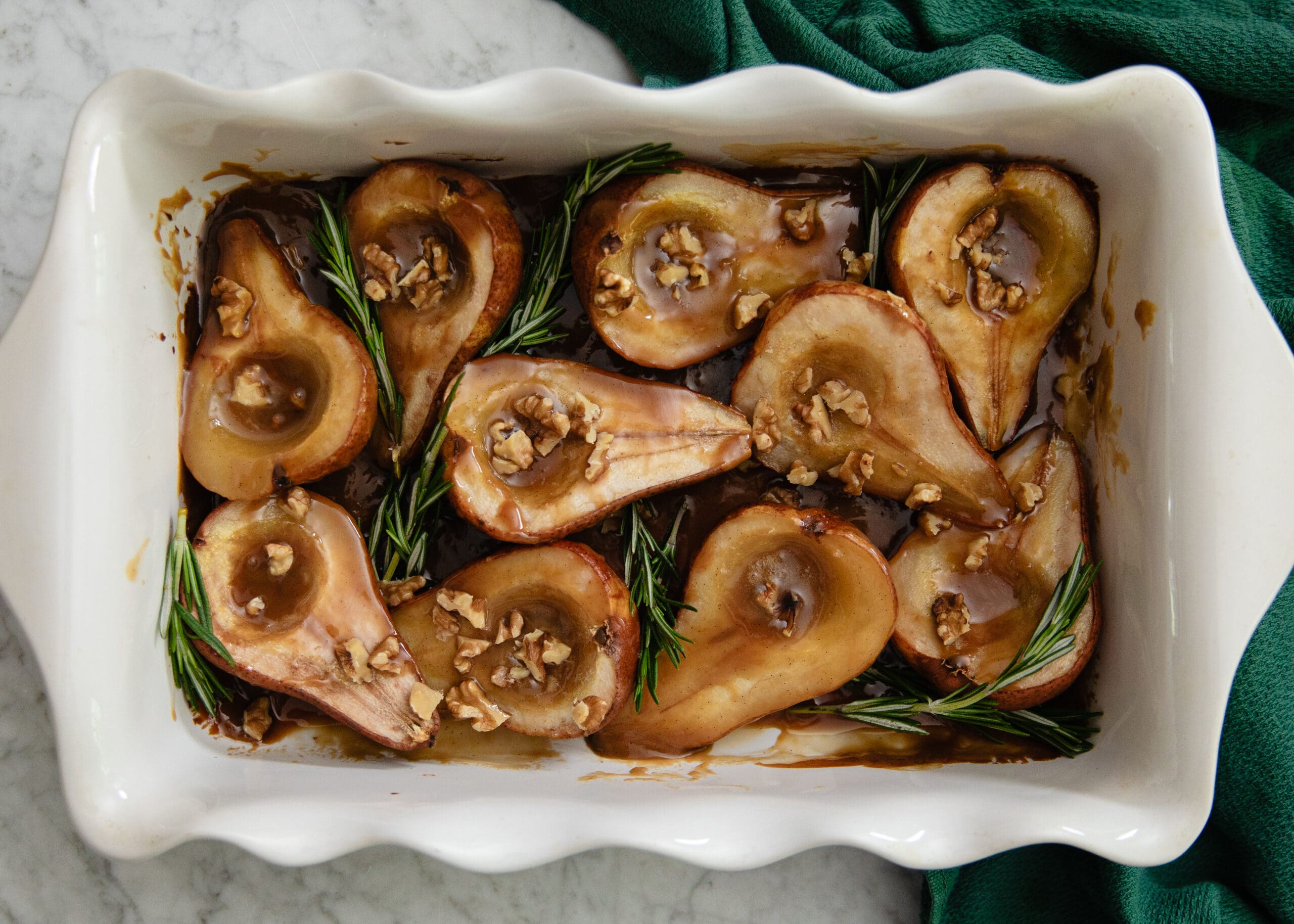 Baked Pears & Rosemary Caramel