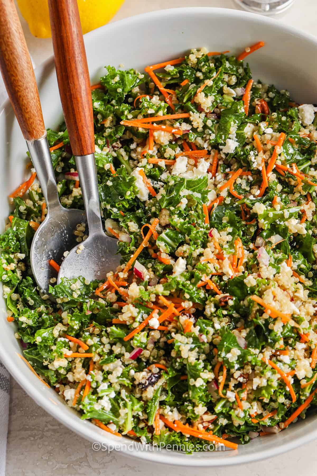 Kale Quinoa Salad with spoons