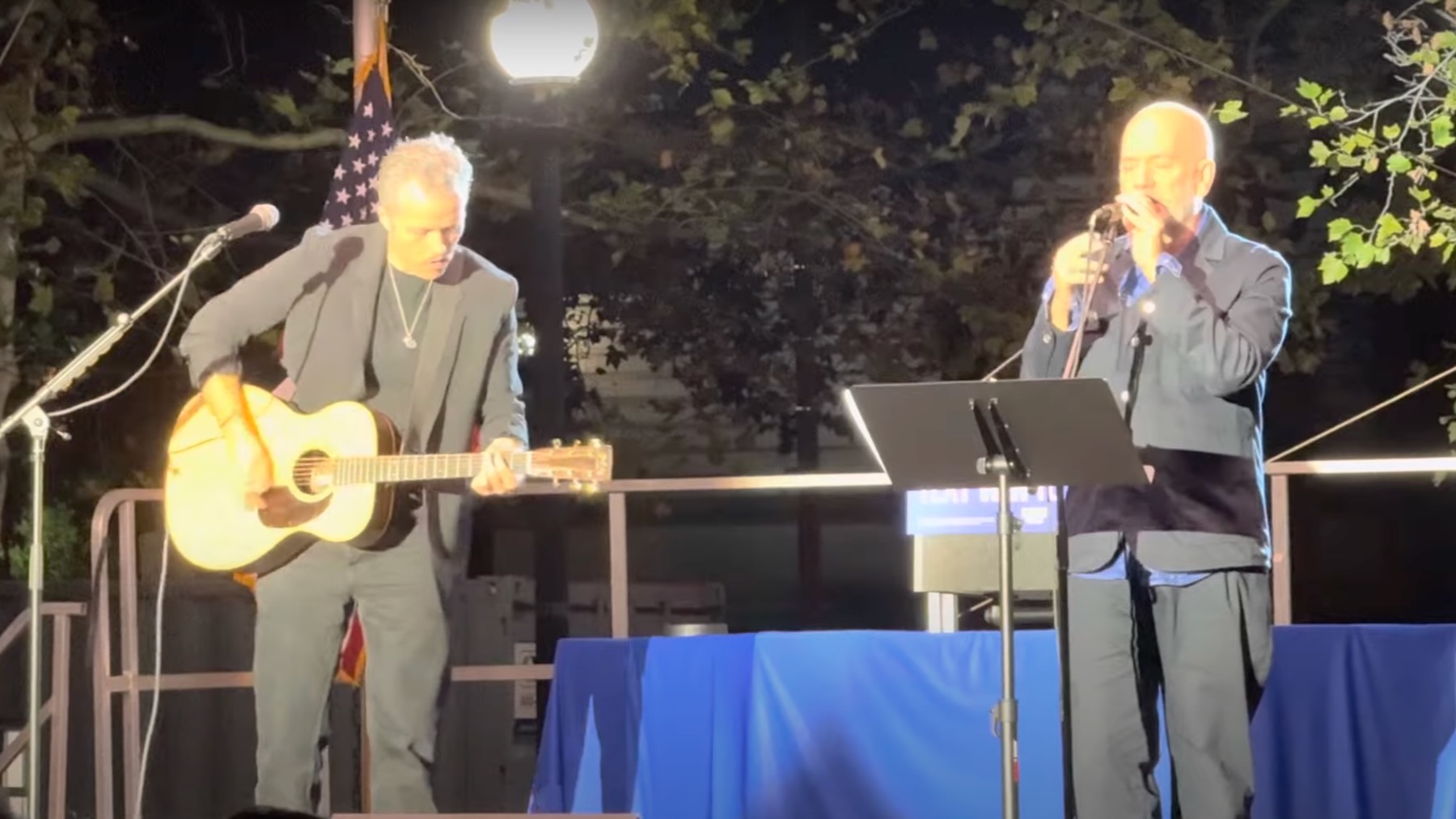 Michael Stipe & Jason Isbell Perform R.E.M. Songs at Kamala Harris Rally