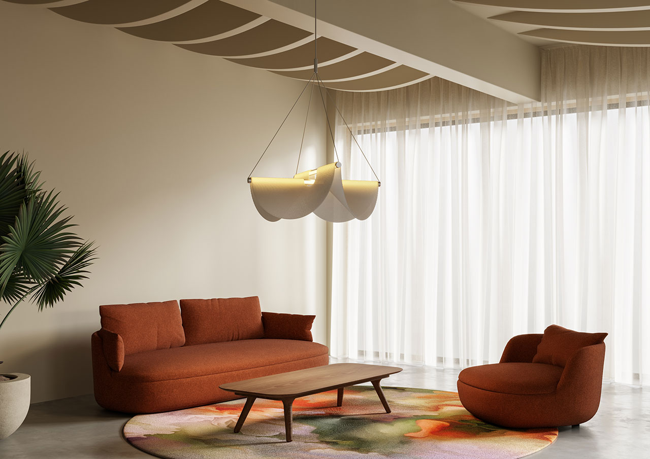 Moooi’s New Geometric Drape Light Utilizes a 3D-Knitted Shade