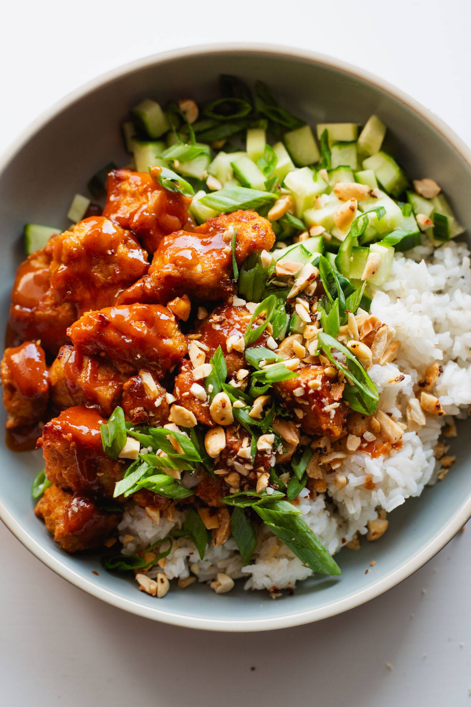 Sticky Gochujang Tofu with Herbs and Peanuts Recipe